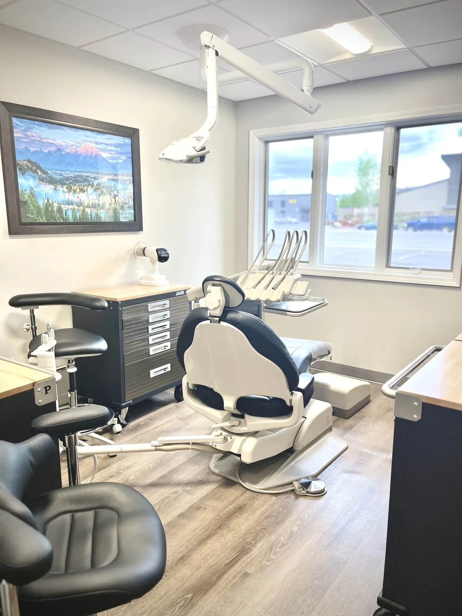 A treatment room with mountain artwork in Jackson